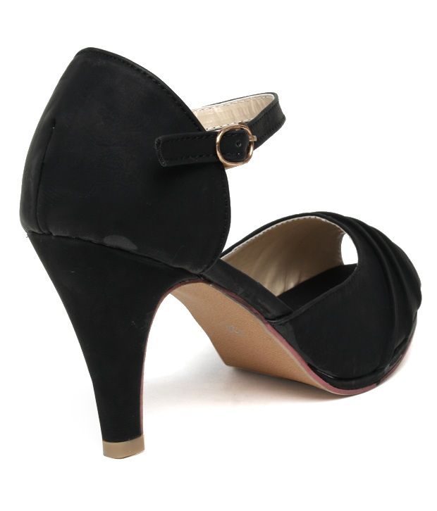 black pencil heel sandals