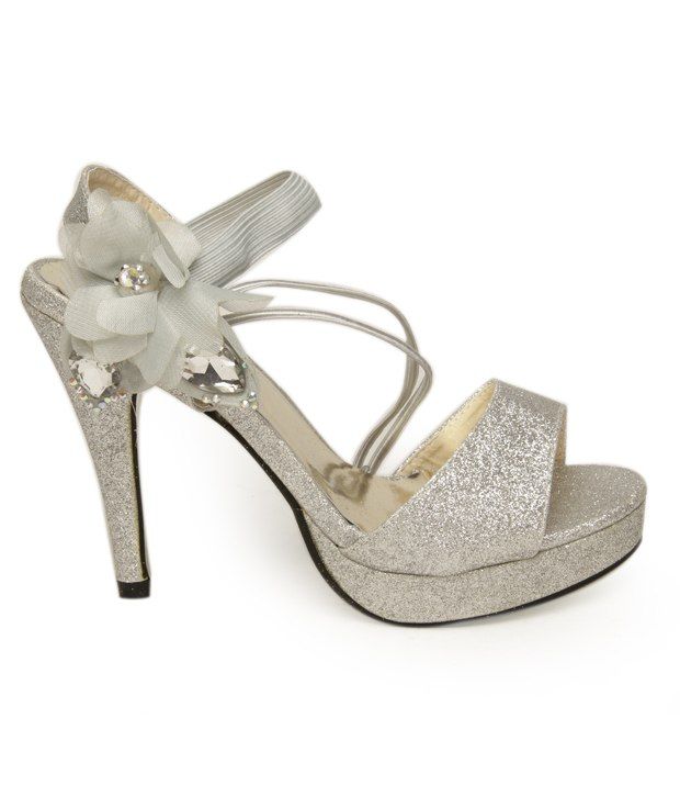 Fnb Nell Floral Silver Pencil Heel Sandals Price In India Buy Fnb