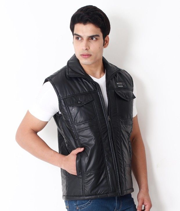 Fort Collins Black Sleeveless Bomber Jacket - Buy Fort Collins Black ...