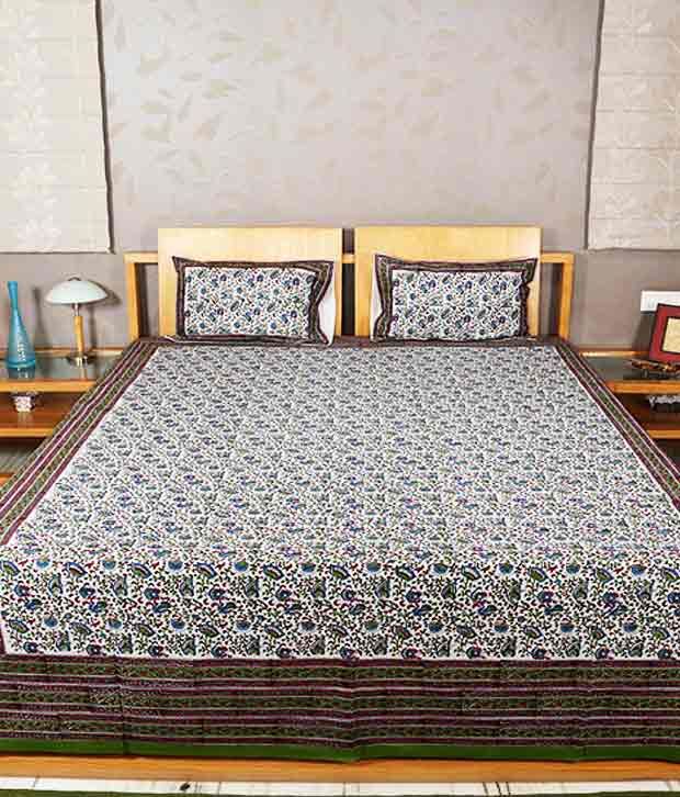 Rajrang Indian Designer Hand Block Printed Double Bed Bedsheet