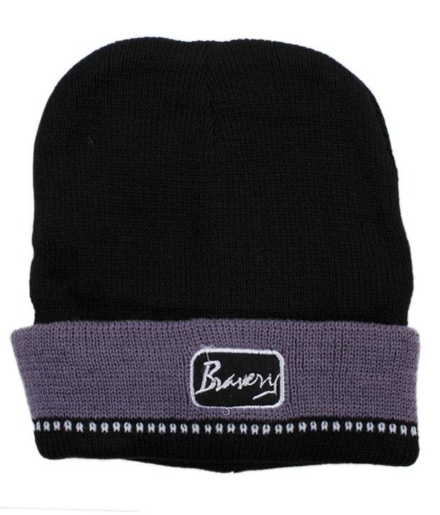     			Bizarro.in Woollen Skull Cap - Black & Dark Grey