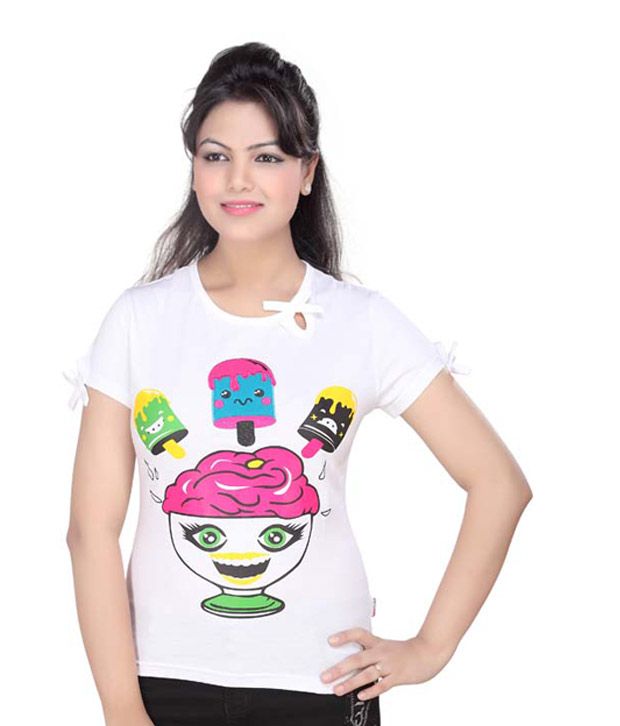     			Miss Cutey White Cotton Tees