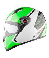 LS2 - Full Face Helmet - FF351 Corsa (White/Green) [Size : 58cms] - ECE Certified
