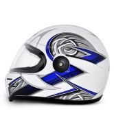 Vega - Full Face Helmet - Formula HP Warrior ( White Base with Blue Graphics)