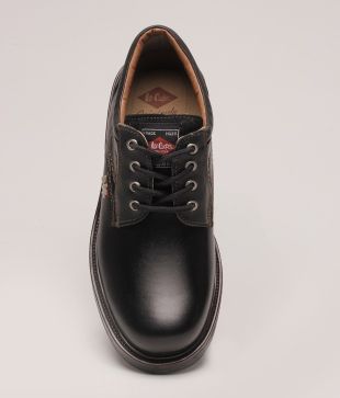 lee cooper black leather casual shoes