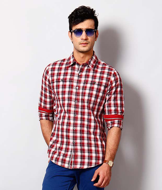 Calvin Klein Red Checkered Shirt - Buy Calvin Klein Red Checkered Shirt  Online at Best Prices in India on Snapdeal