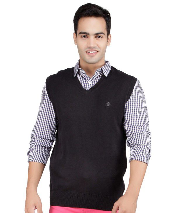 Fcuk Black Sleeveless Men Sweater - Buy Fcuk Black Sleeveless Men Sweater Online at Best Prices India on Snapdeal