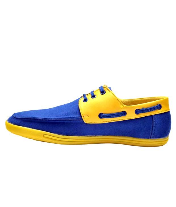 Hawai Royal Blue And Yellow Boat Shoes For Men Buy Hawai Royal Blue