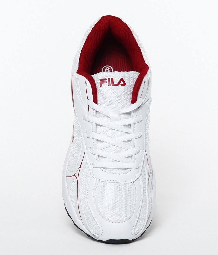 white and red fila shoes