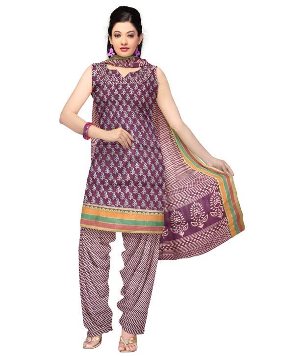 Unnati Silks Unstitched Purple Handloom Narayanpet Dress Material - Buy ...