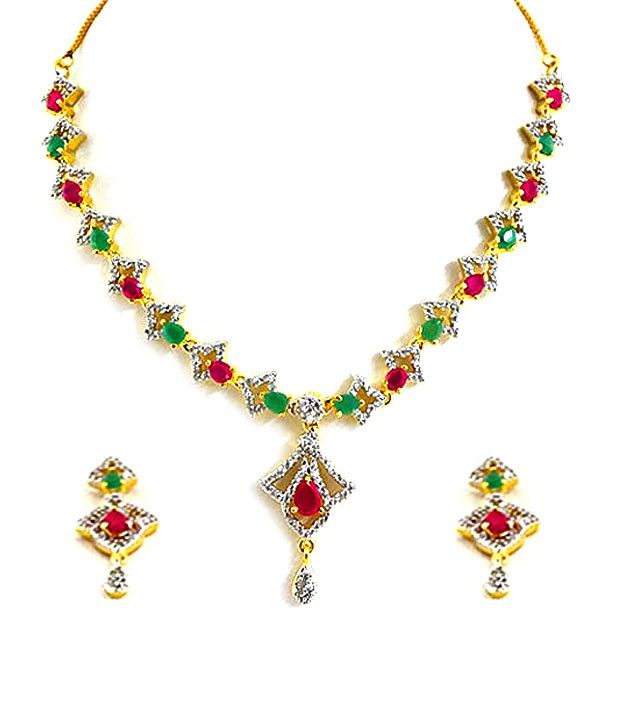 Golden Collections CZ Ruby Emerald 