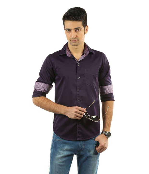 purple satin shirt men