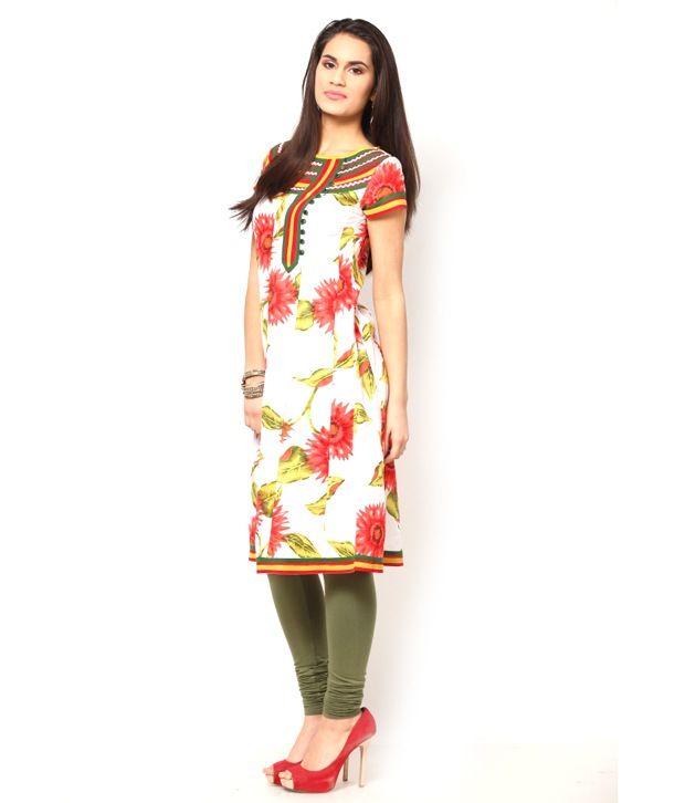 Kurtis White Floral Design Kurti Buy Kurtis White Floral Design Kurti Online At Best Prices 3896