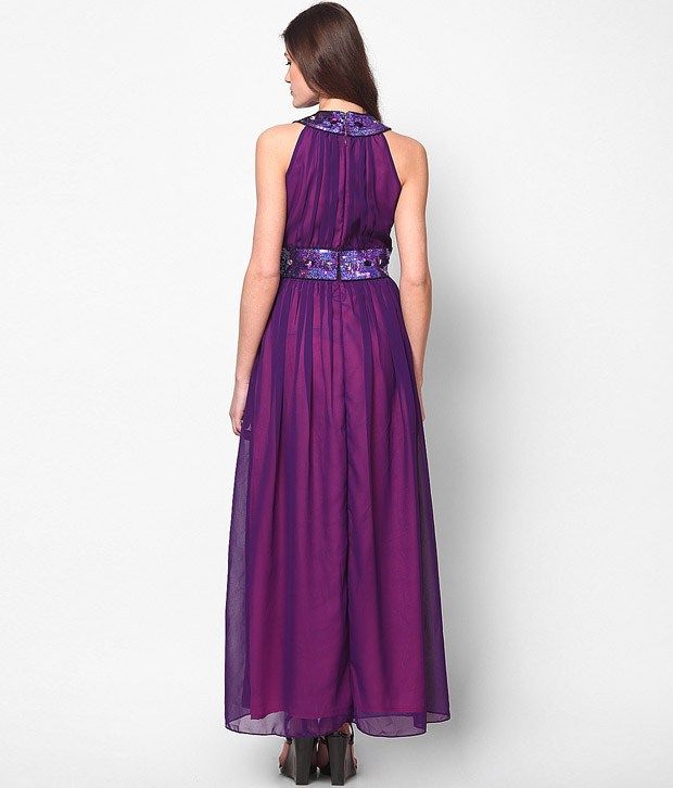 purple georgette gown