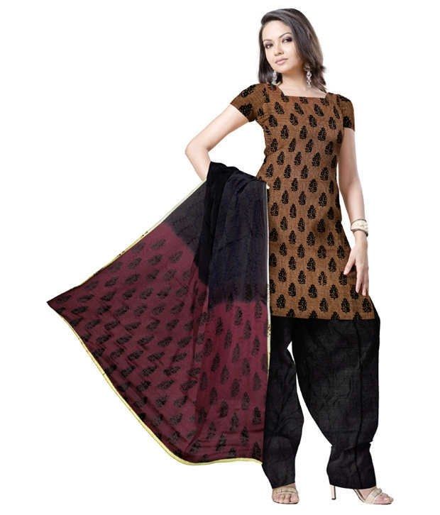 Unnati Silks Brown Chanderi Silk Dress Material Buy Unnati Silks