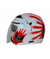 Vega - Open Face Helmet - Eclipse Monster Army (White Base with Red Graphics)