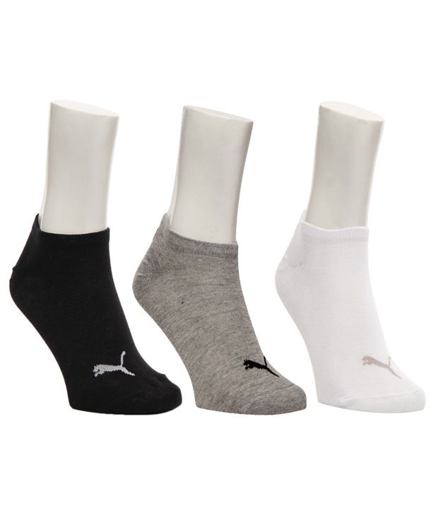 Puma White, Black & Grey Ankle Length Socks For Women - Pack of 2: Buy ...