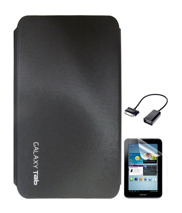     			Raaj-E-Shoppe Flip Cover for Samsung Galaxy Tab 2 P3100 (Black) + SG + USB OTG