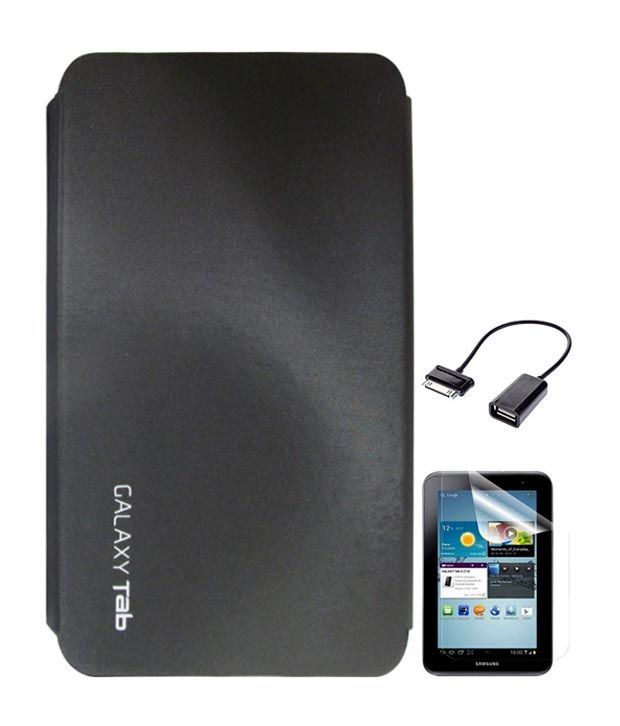     			Raaj-E-Shoppe Flip Cover for Samsung Galaxy Tab 2 P3100 (Black) + SG + USB OTG