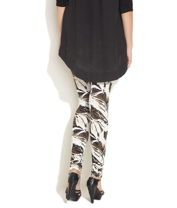 KARIGARI Brown Printed Cotton Leggings - Buy KARIGARI Brown Printed Cotton Leggings Online at 