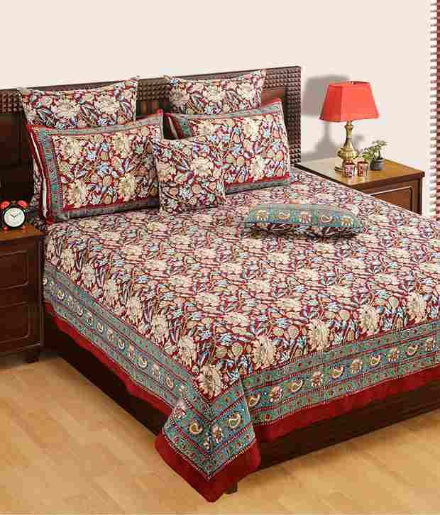 Shahenaz Home Shop Red Cotton Bed Sheet Buy Shahenaz Home Shop Red