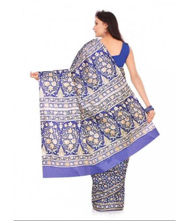 IndusDiva Ink Blue Art Silk Saree Buy IndusDiva Ink Blue Art Silk