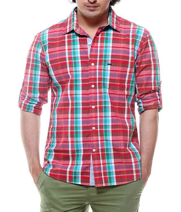 red and green checkered shirt