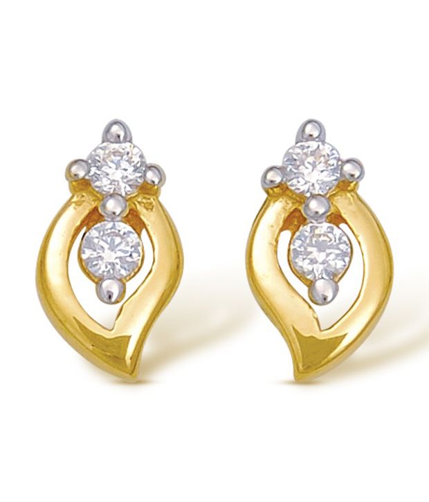 Ishtaa 18Kt HALLMARKED Gold Signity Swarovski Stones Earrings: Buy ...