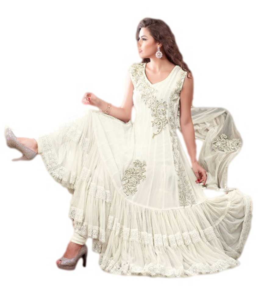 white long anarkali dress