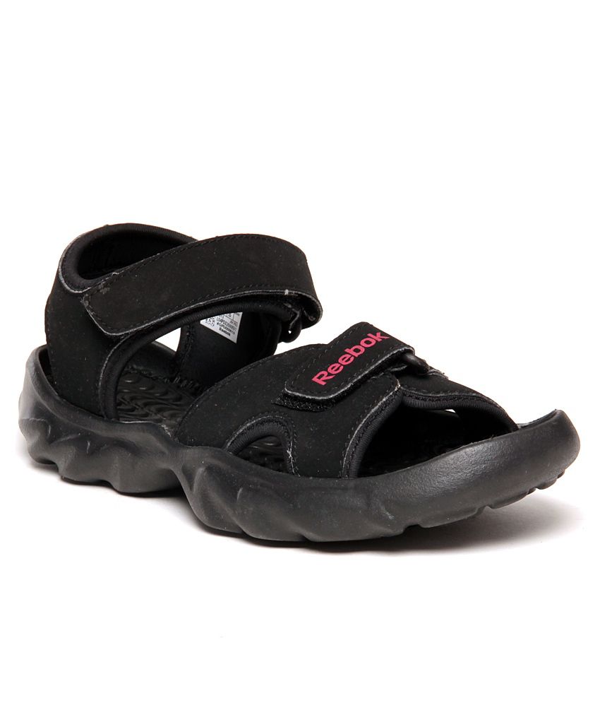 reebok black floater sandals