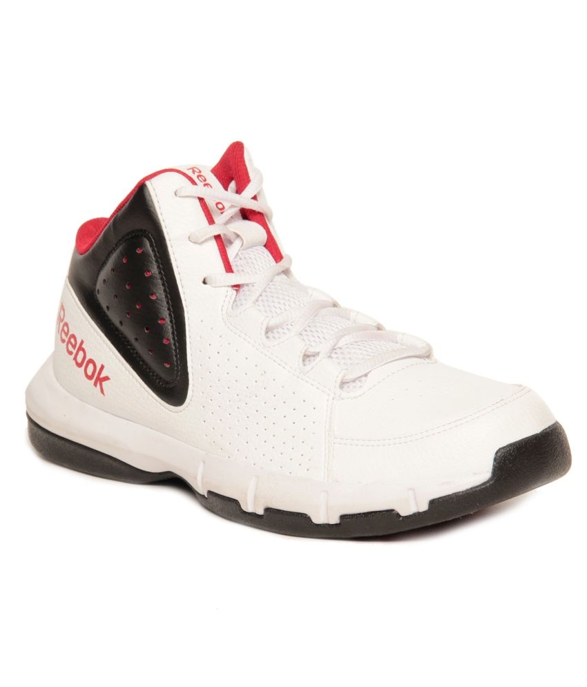 white and red reeboks