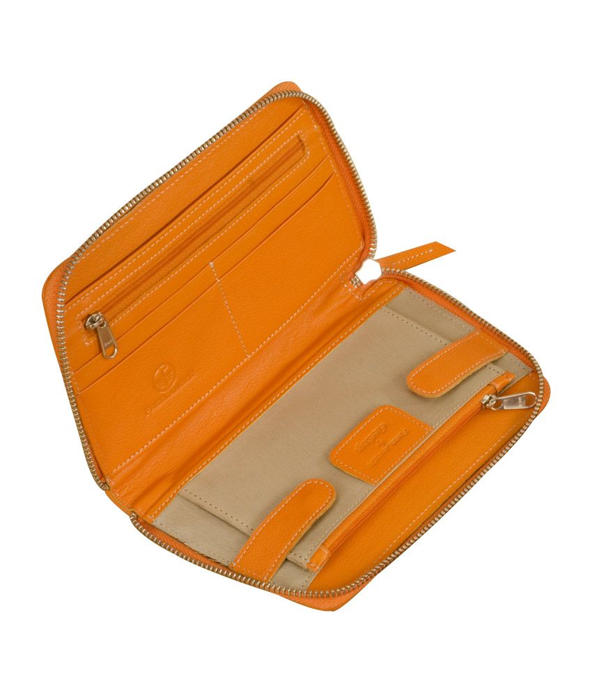 Buy eZeeBags Orange Leather Ziparound Wallet at Best Prices in India