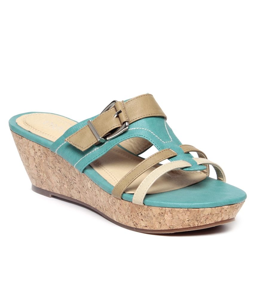 Urbane Stylish Green Slipon Wedge Heels Price in India Buy Urbane