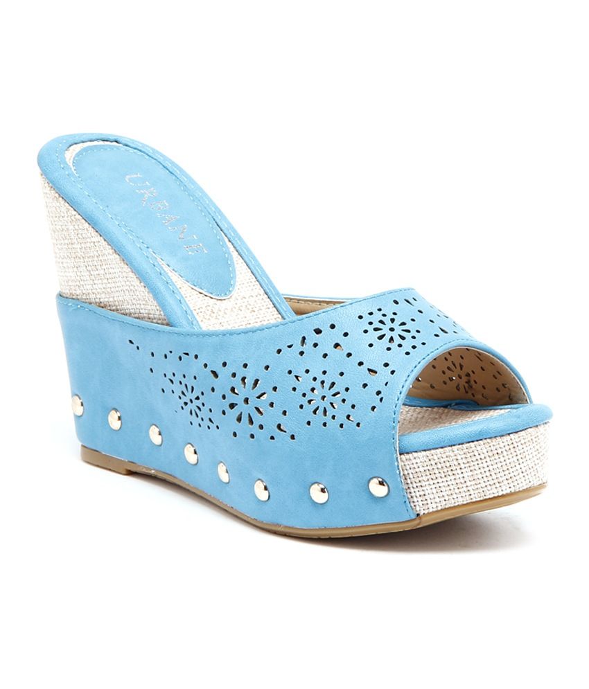 Urbane Appealing Blue Slip-on Wedge Heels Price in India- Buy Urbane ...