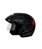 Vega Helmet - Cruiser With Peak Arrows (Dull Black Base With Red Graphics)
