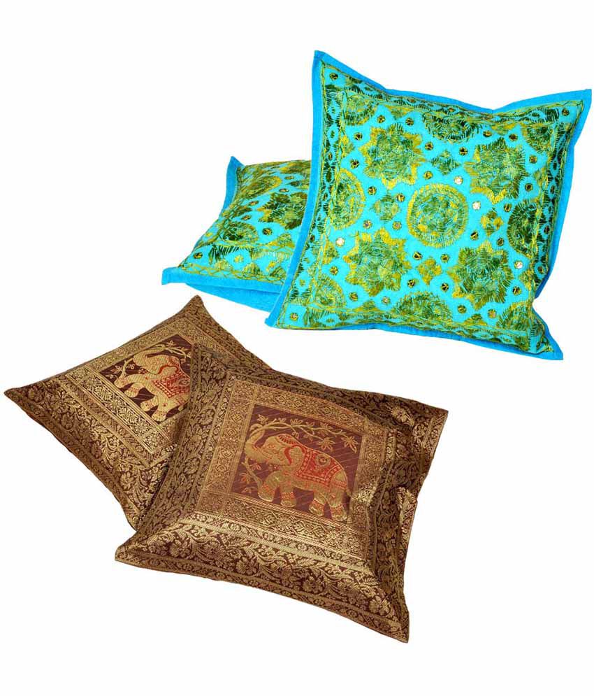 JaipurRaga Brocade Cushion Cover Set & Get Handmade Cushion Cover Set ...