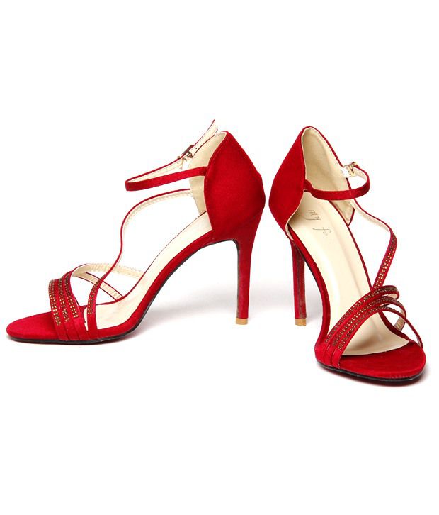 My Foot Stylish Red Heel Sandals Price In India Buy My Foot Stylish 