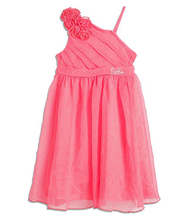 Barbie Solid Pink Color Cotton Dress For Kids - Buy Barbie Solid Pink ...