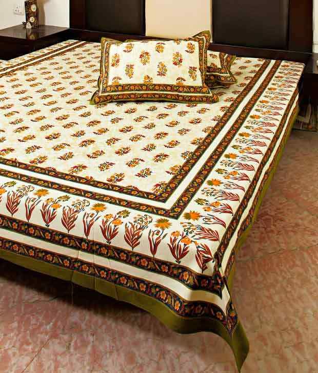 Aapno Rajasthan Alluring Floral Bedsheet With 2 Pillow Covers Buy