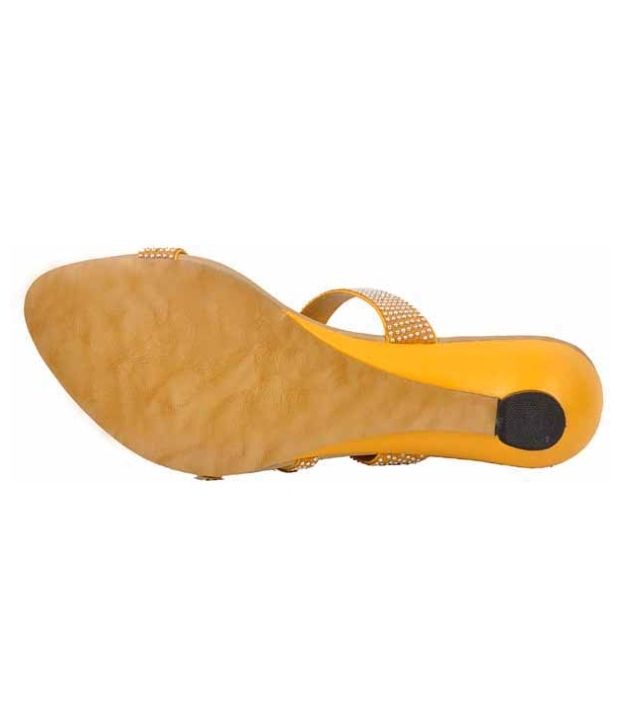 yellow slip on heels