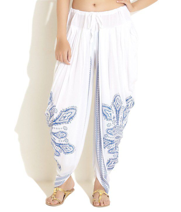 Soch White Printed Cotton Dhoti Pants Price in India - Buy Soch White ...