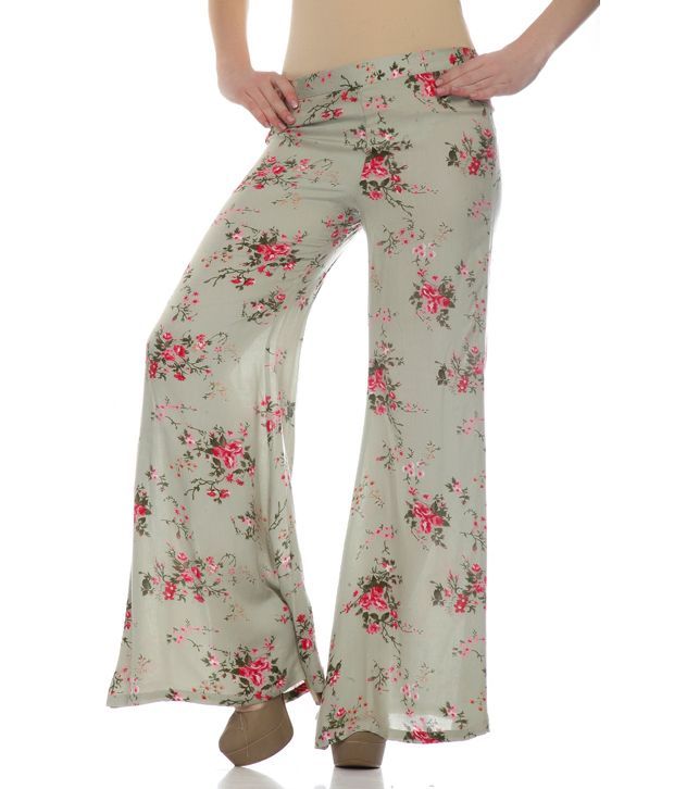 MIND THE GAP Off White Pink Floral Printed Poly Cotton Palazzo Pants ...