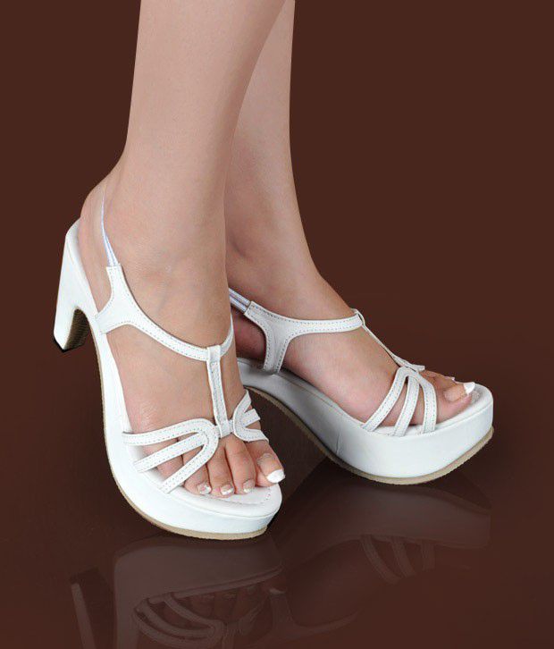 Butterfly Beautiful White Heel Sandals Price in India- Buy Butterfly ...