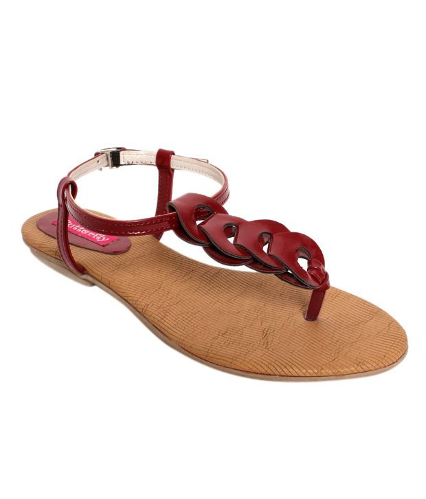 Butterfly Trendy Red Flat Sandals Price in India- Buy Butterfly Trendy ...