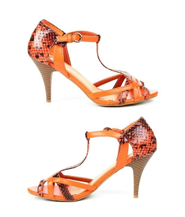 heeled sandals orange