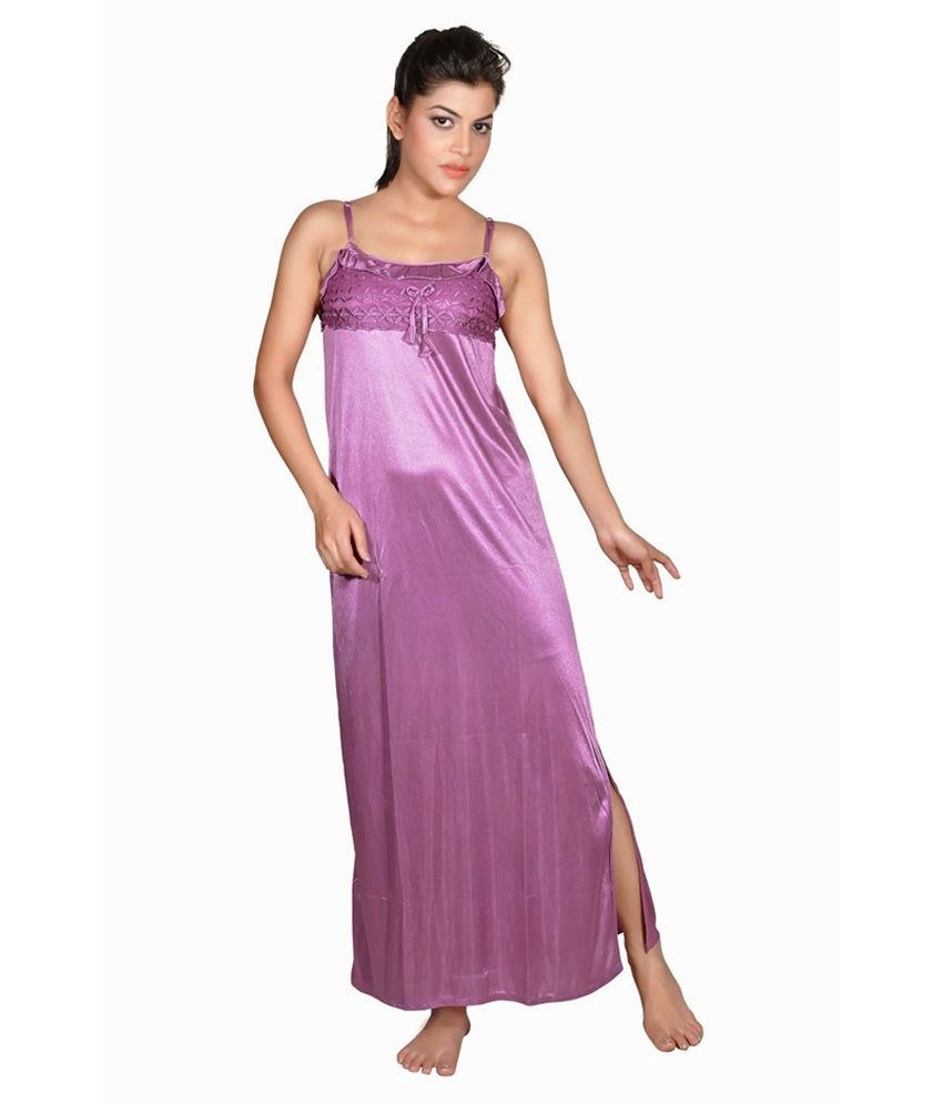 Buy Myra Purple Poly Satin Nighty Online At Best Prices In India Snapdeal 