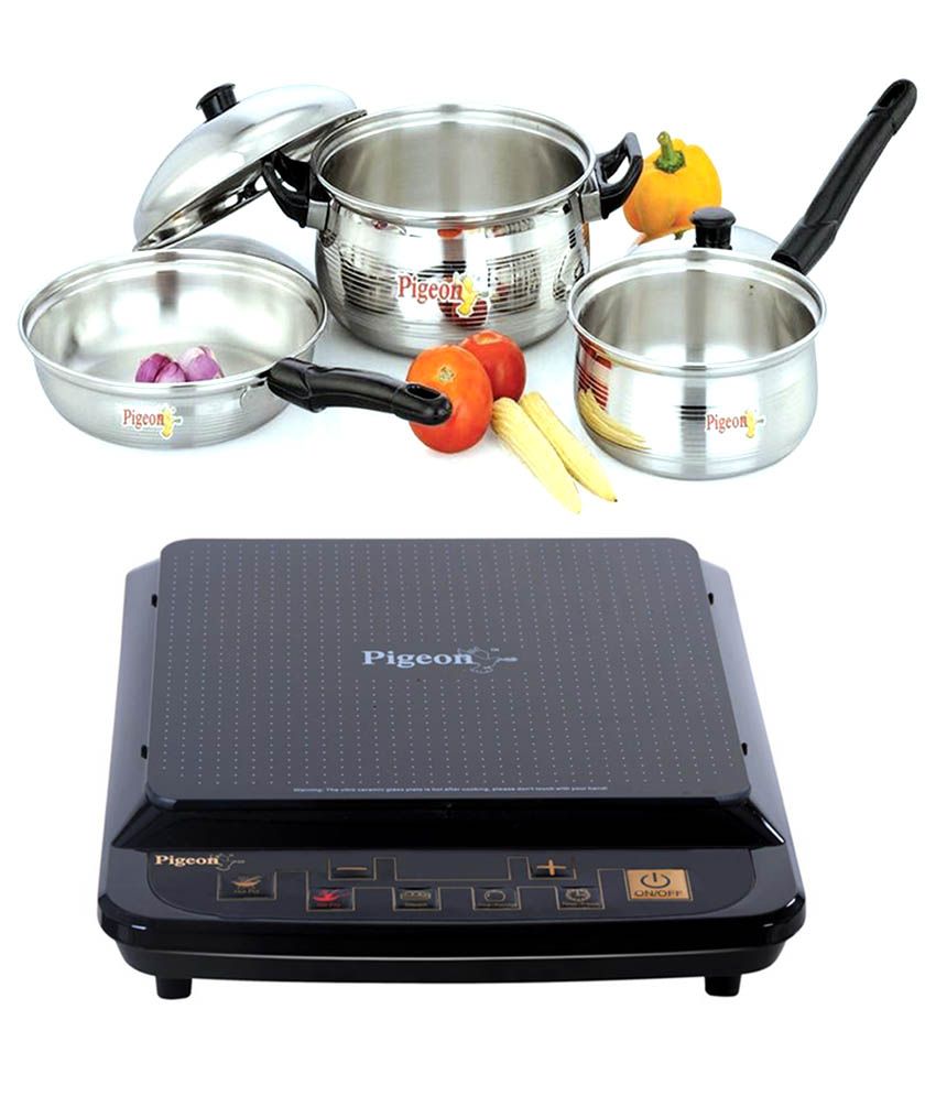 Pigeon 5 Pcs Stainless Steel Cookware Set With Induction Cooktop