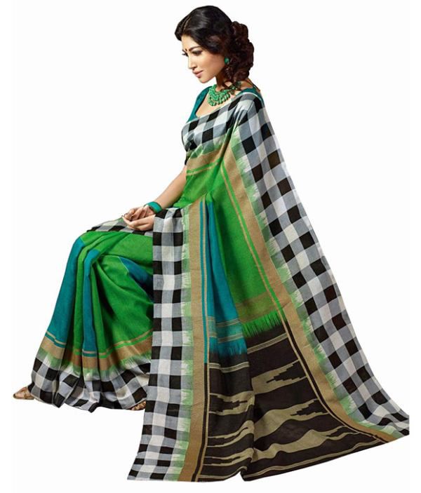 Favola Green and Grey Mysore Silk Art Silk Sarees - Buy Favola Green ...