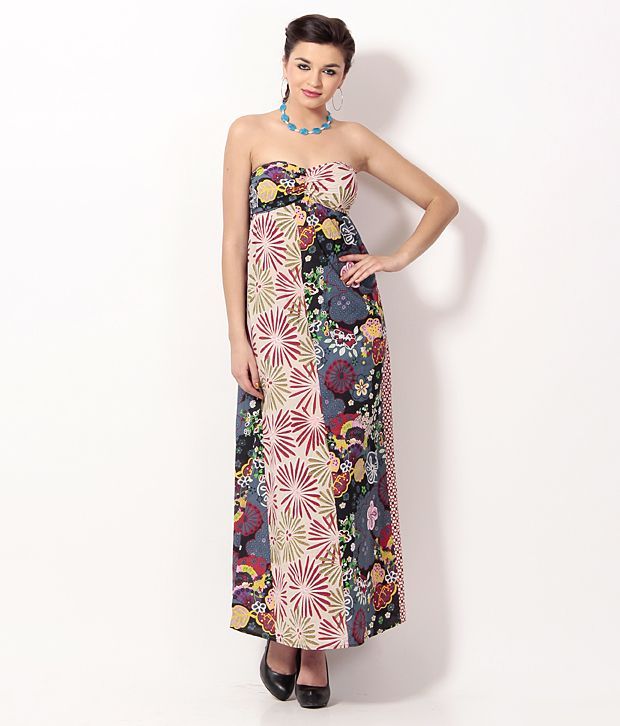 Karishma Multi Color Cotton Maxi Dress - Buy Karishma Multi Color Cotton Maxi Dress Online at 