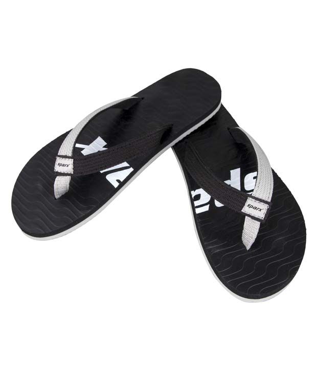 Sparx Black Slippers Price in India 